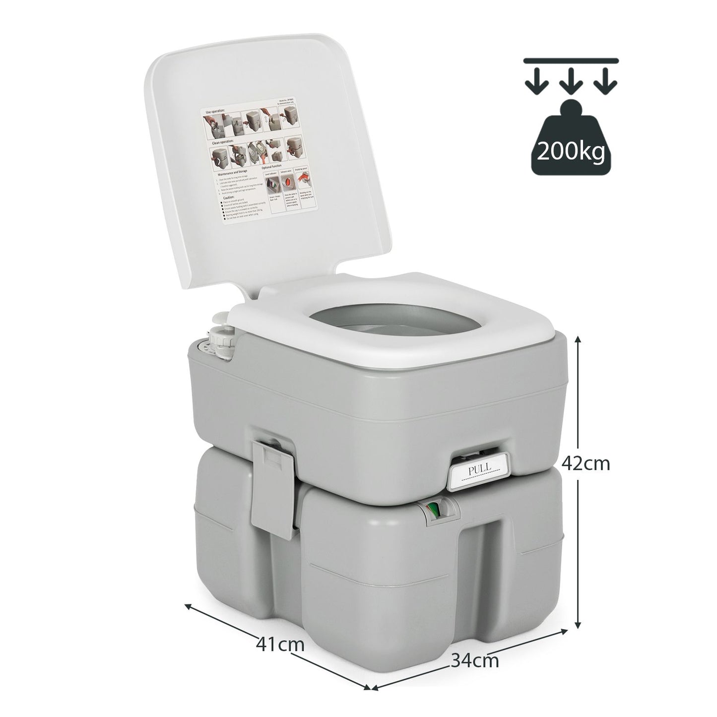 "Portable Flushable Camping Toilet with 20L Waste Tank"