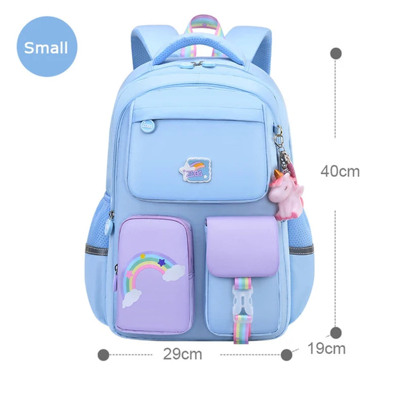 Korean Fashion Rainbow Shoulder Strap School Bag for Teenagers Girls Children'S Waterproof Backpacks Kids Schoolbags Mochilas