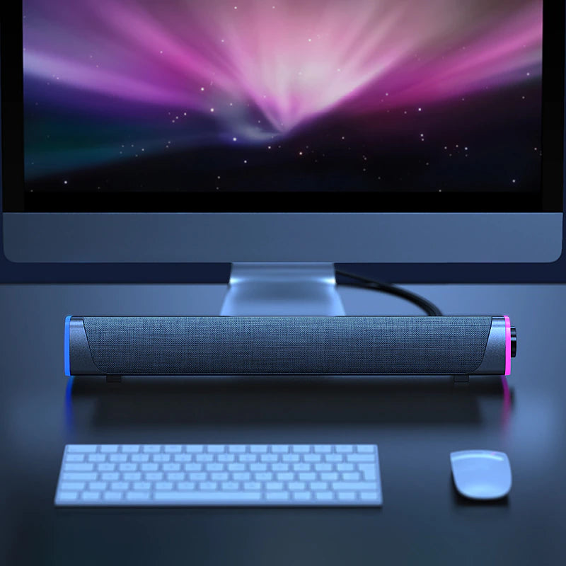 "Immerse Yourself with 3D Surround Soundbar Speaker - Perfect for Laptop, PC, TV, and More!"