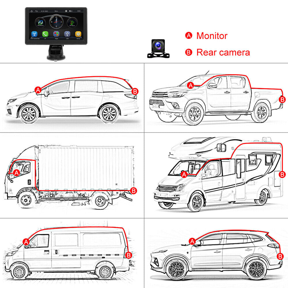 "7" Wireless Apple Carplay Android Auto GPS Car Stereo"