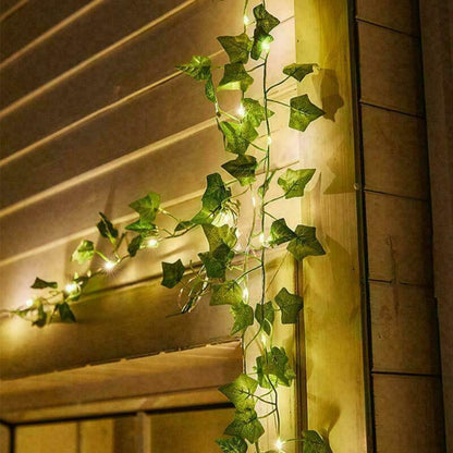 "Luminous Ivy Garland: Faux Greenery with LED Lights for Hanging Decor"