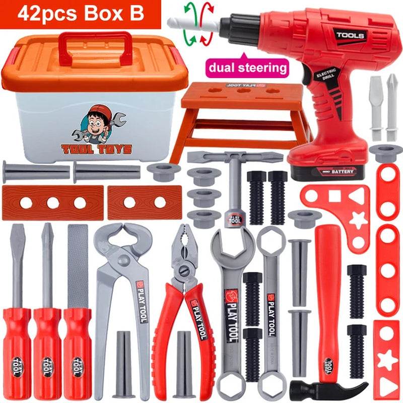 Children'S Tool Set with Electric Toy Drill Kids Power Construction Toy Pretend Play Toy Tools Kit for Toddler Boys Girls Child