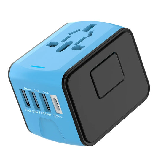 "Universal Travel Adapter with 4 USB Ports and Type-C - Stay Connected Everywhere!"