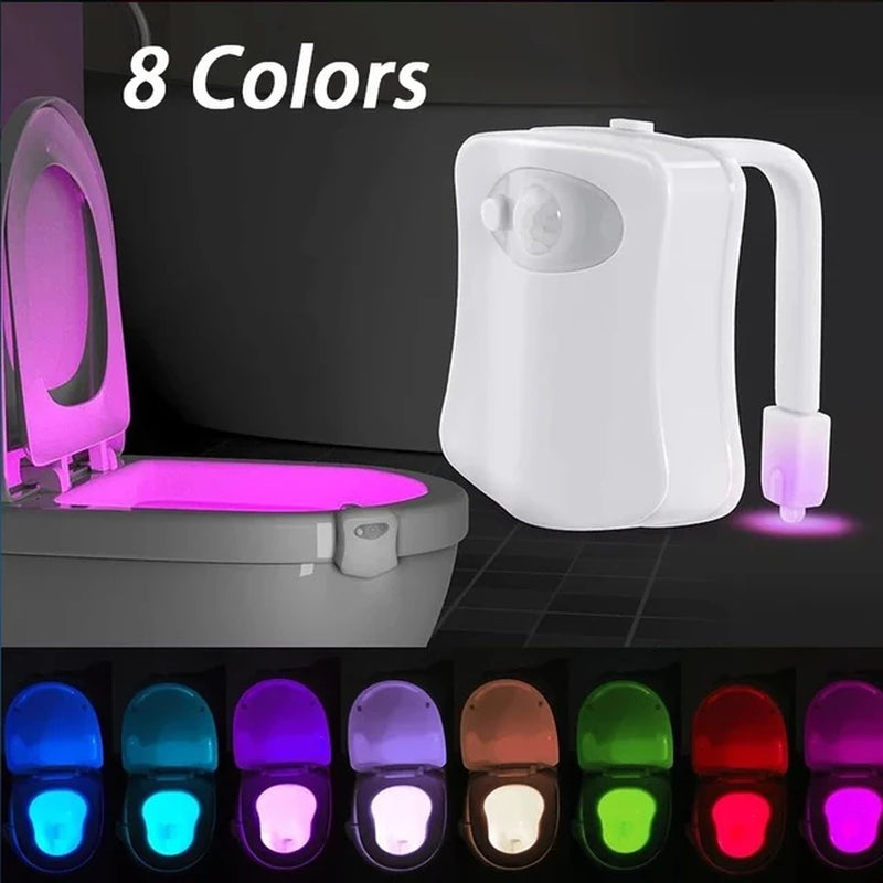 "Smart Motion Sensor Toilet Night Light - 16/8 Color Waterproof Backlight for Bathroom Bowl"