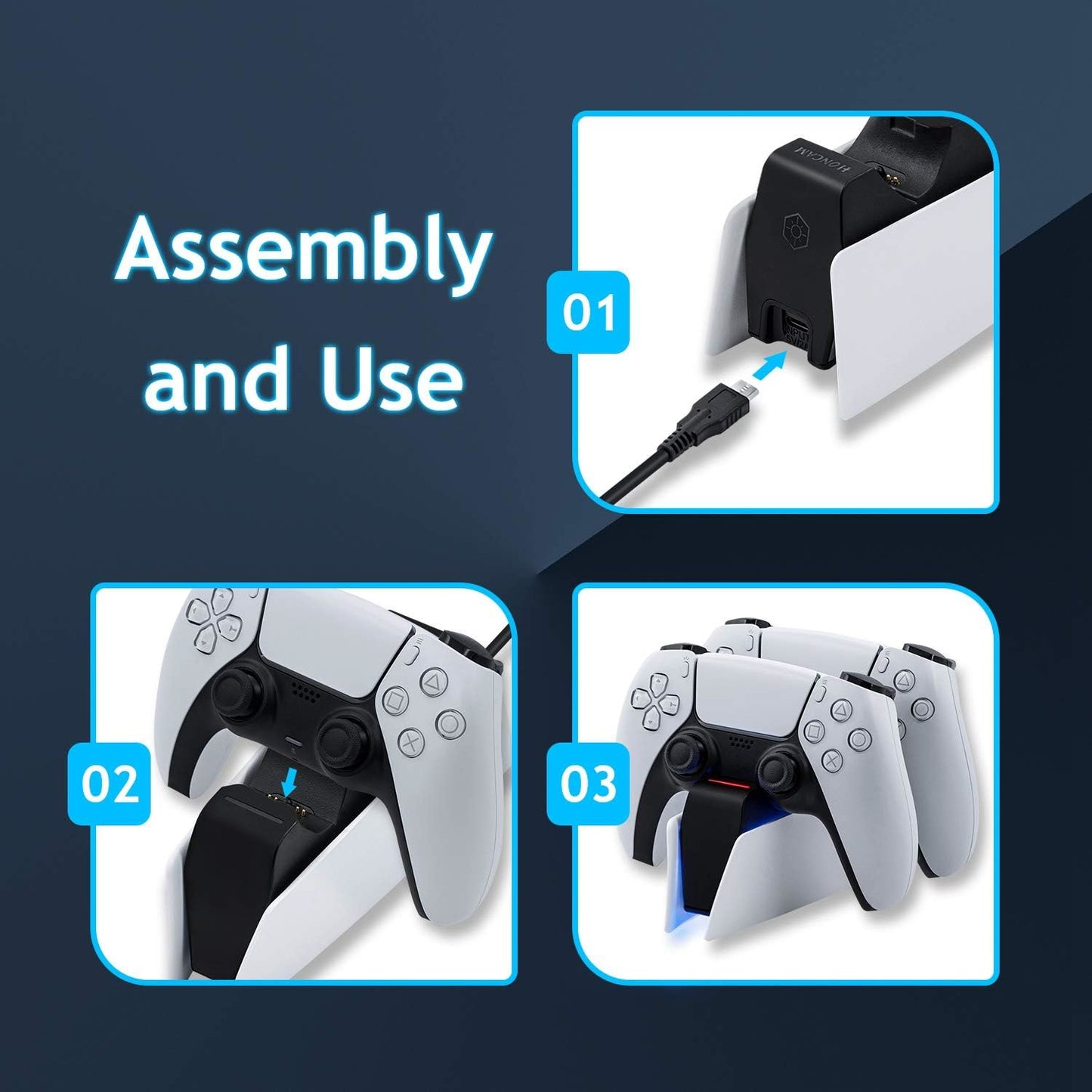 "PS5 Dualsense Controller Charging Station by Mcbazel - Dual USB Charger"