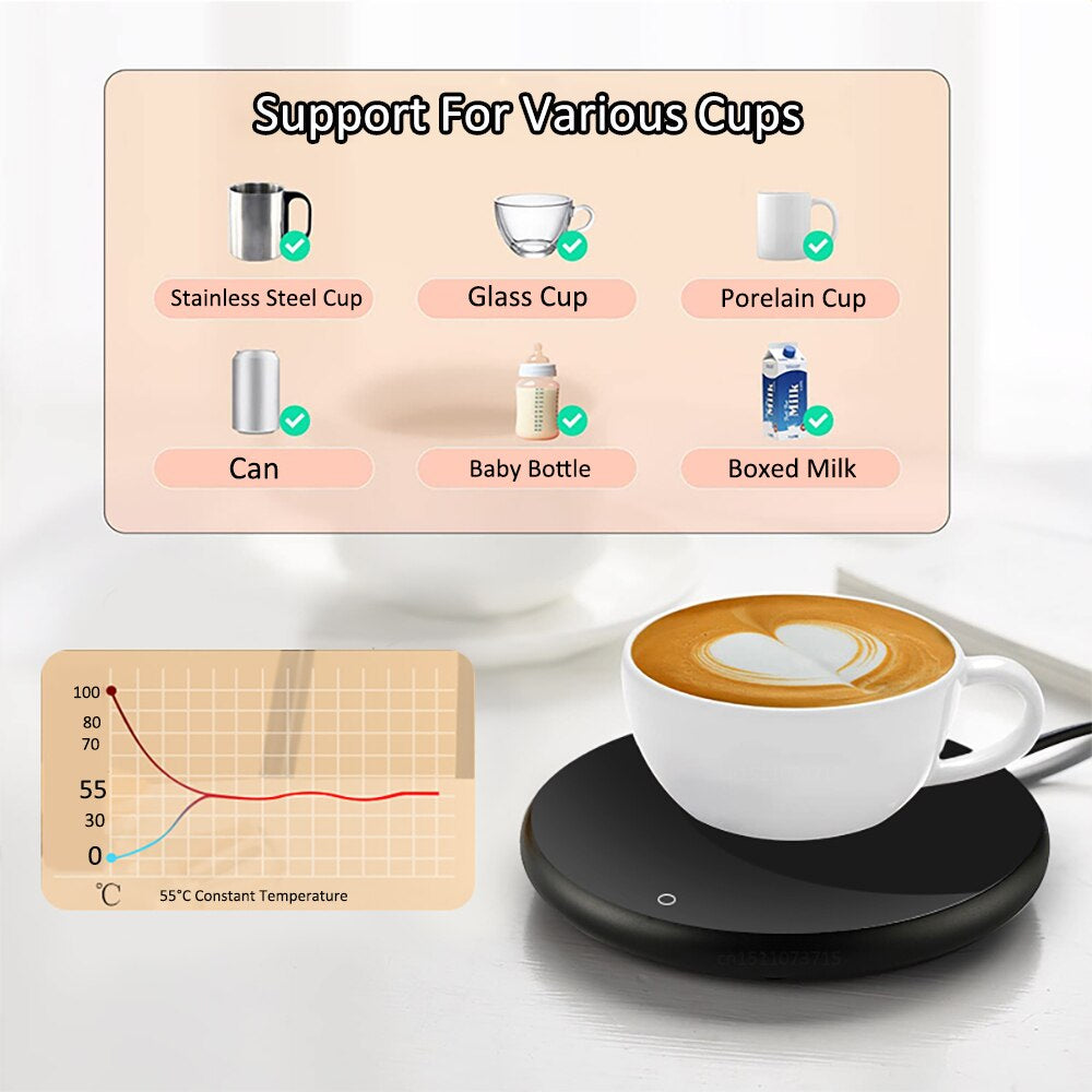 USB Coffee Cup Warmer - Electric Heating Pad for Home & Office