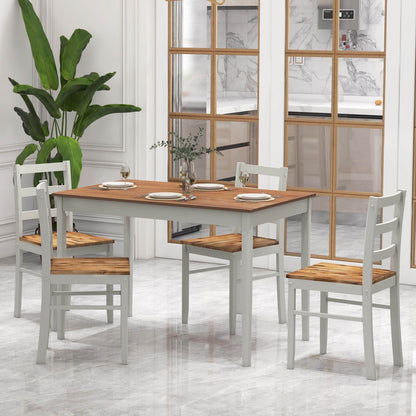 "Rustic 5-Piece Dining Set with Spacious Wooden Tabletop"