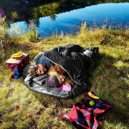 "Extra Large Double Sleeping Bag: Waterproof & Portable with Carrying Bag"