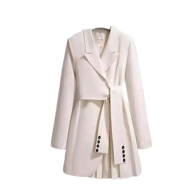 "Vintage Chic Belted Trench Coat Dress - Spring/Autumn 2023 Collection"