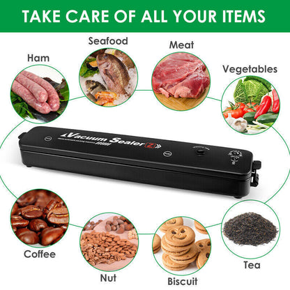 "Automatic Vacuum Food Sealer with 60 Bags Included"