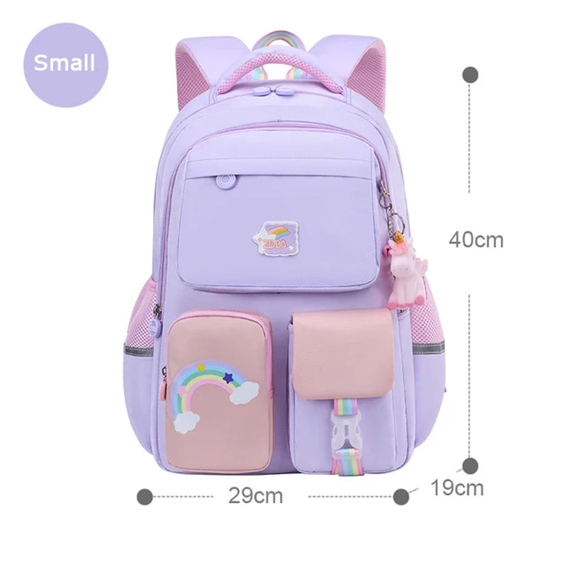 Korean Fashion Rainbow Shoulder Strap School Bag for Teenagers Girls Children'S Waterproof Backpacks Kids Schoolbags Mochilas